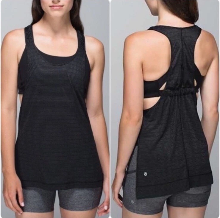 Camiseta sin mangas sujetador deportivo Lululemon Stash It negro dorado para mujer talla 6 Foto 3 de 4