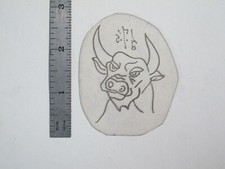vtg 1960s 70s Tattoo Flash acetate stencil Animals Attitude Bull Head signed AN2