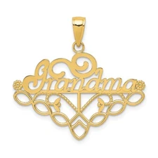 14K Yellow Gold GRANDMA Birthstone Charm Holder Pendant 1.49g, L-30mm, W-33mm