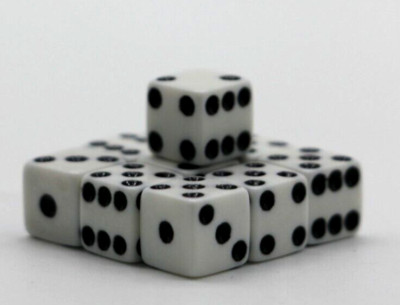 Koplow Games Set of 20 8mm Six Sided D6 Small Square Dice White with Black Pips