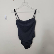 MiracleSuit Black One Piece swimsuit Slimming Spaghetti straps Ruffled Tiered To