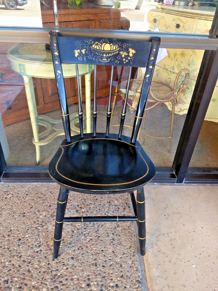 Vintage Black Nichols and Stone Desk or Vanity Chair Spindle Back
