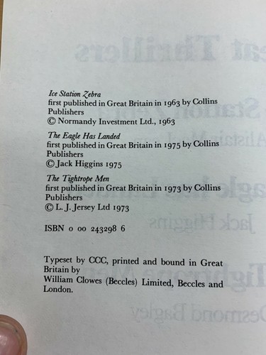 VINTAGE "GREAT THRILLERS" EAGLE HAS LANDED / ICE STATION ZEBRA ETC HB BOOK (P6) - Picture 4 of 11