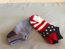 NWT LOT of 2 Pair Americana Patriotic Womens Low Cut Socks