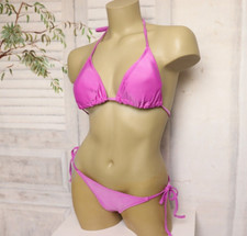 Pinker Swimmart Triangel Mini Bikini Neckholder Polster BH Tanga Rosa Lila M/L