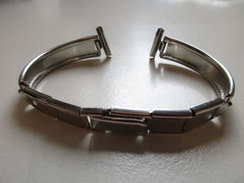 Stainless steel & BROWN Lizard leather 14 MM vintage watch band bracelet - Picture 6 of 7