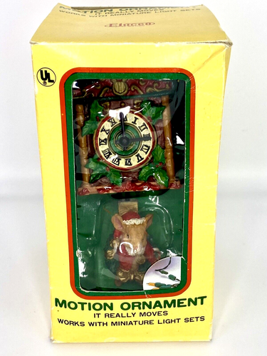 Vintage Eluceo Christmas Ornament Mouse Motion Wall Clock Holiday Tested - Imagen 2 de 7