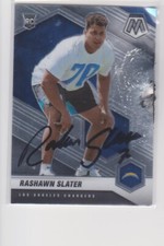 RASHAWN SLATER  LOS ANGELES CHARGERS AUTOGRAPHED CARDVERY ROUGH SHAPE