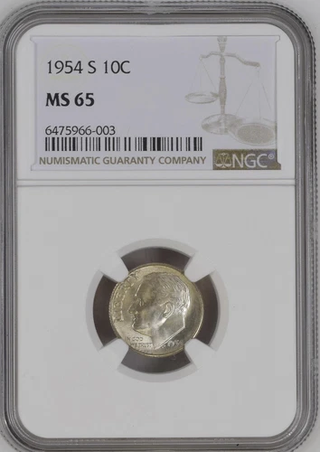 1954-S 10C Roosevelt Dime NGC MS65