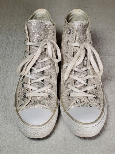 Converse All Star Chuck Taylor CTAS Stingray Metallic Hi Pure Silver Women US 8 - Picture 6 of 11