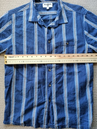 BILLABONG Mens Button Casual Shirt Size Medium M Blue short sleeve 100% Cotton - Picture 8 of 11