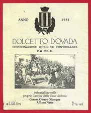 IT 95 etiquette eticcheta, label, DOLCETTO D'OVADA 1981, D.O.C, OLEARO, ALFIANO 