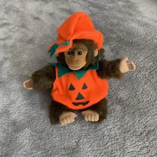 Vintage Hosung Monkey Puppet Halloween Chimp w/ Pumpkin Suit Julious