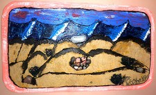 Quadro acrilico assemblaggio astratto - dune di Maspalomas- motivo gay 100x60 cm