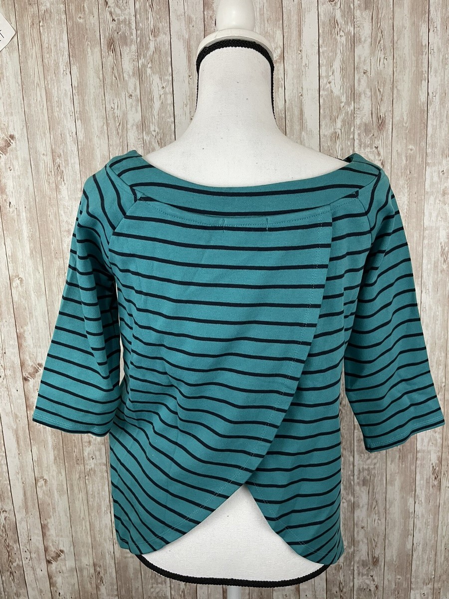 Bonobo Shirt Womens Small Blouse Blue Striped Sweater Pullover