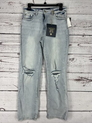 Indigo Women's Juniors' size 7 (w-27 L- 30 1/2) Light Blue Ripped Jeans