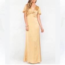 Show Me Your MUMU Tan Silky Gown/Dress(Size Large)