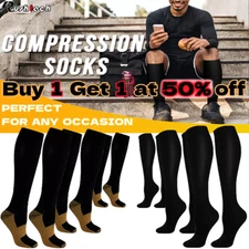 1-3 Pairs Compression Socks Pain Relief Calf Leg Foot Support Stocking S-XXL