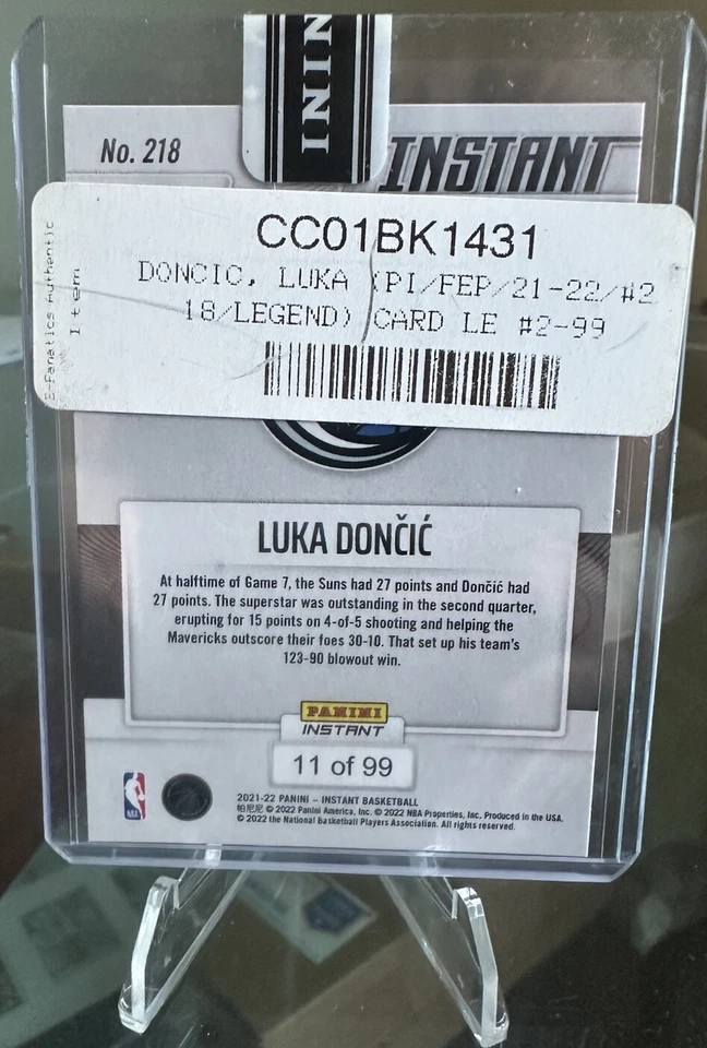 2021 Panini Instant #218 Playoffs Legend Grows In Game 7 /99 - Image 2 of 3