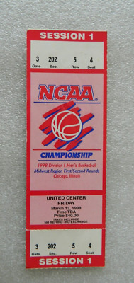 3/13/1998 TICKET NCAA DIVISION I MENS BASKETBALL MIDWEST REGION SESSION 1 MAY223