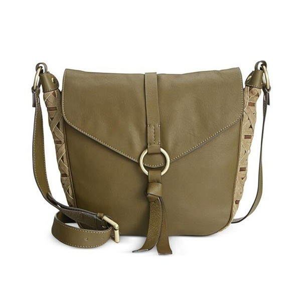 Lepore Aspen III Olive Green Leather Hobo Crossbody Saddle Bag