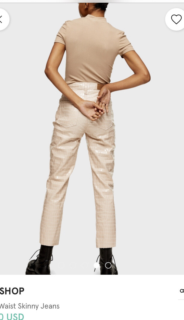 Topshop Tan Crocodile Print Editor Jeans W25L32 Uk6