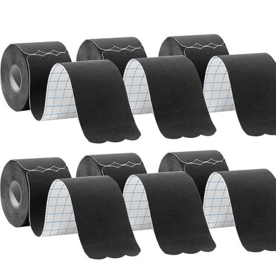 Kinesiology Tape Precut (6 Rolls,120 Strips) Waterproof 6 pack, Black 