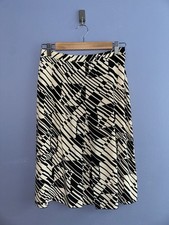 Vintage Nuovacitta Italian Silk Skirt Cream Black Abstract Size 42 Small