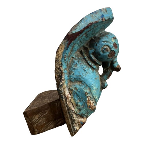 Antigua estatua de pájaro pintada grabada en madera vintage de 1850 colgante de pared - Imagen 1 de 11