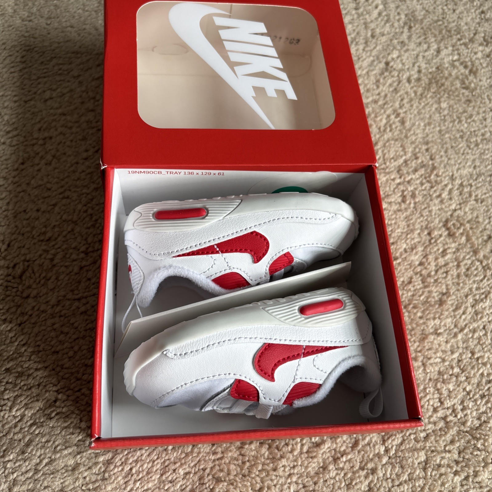 PONY NUOVE CON SCATOLA Nike Air Max 90 Culla Bambino Scarpa Sneakers CI0424 105 Taglia 4C 9 12M