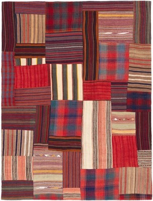 Kelim Patch Teppich 150x200 cm handgewebt Wolle Persien Unikat Neu