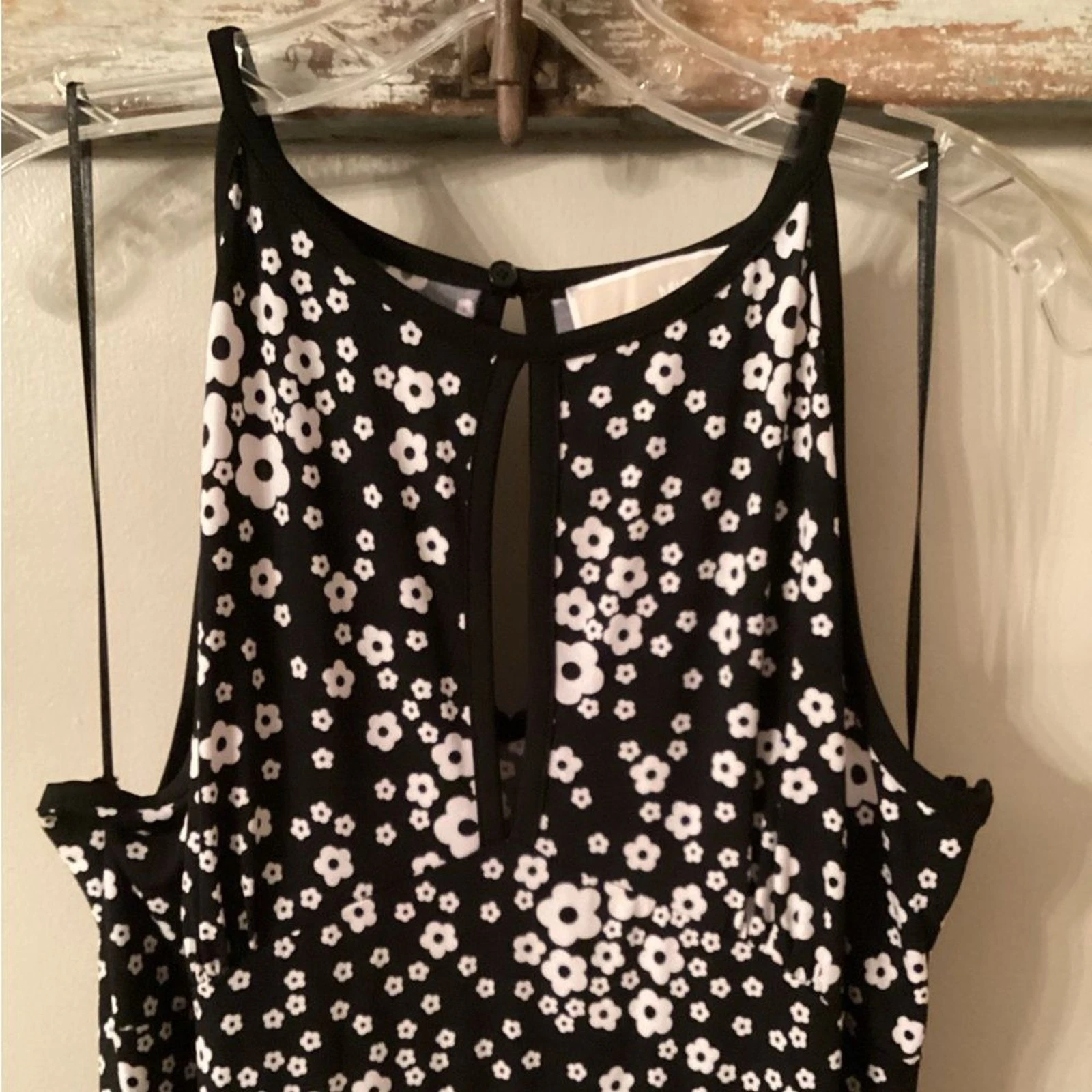 MAXI ABITO MICHAEL KORS TAGLIA XL NERO STAMPA FLOREALE BUCO DELLA SERRATURA