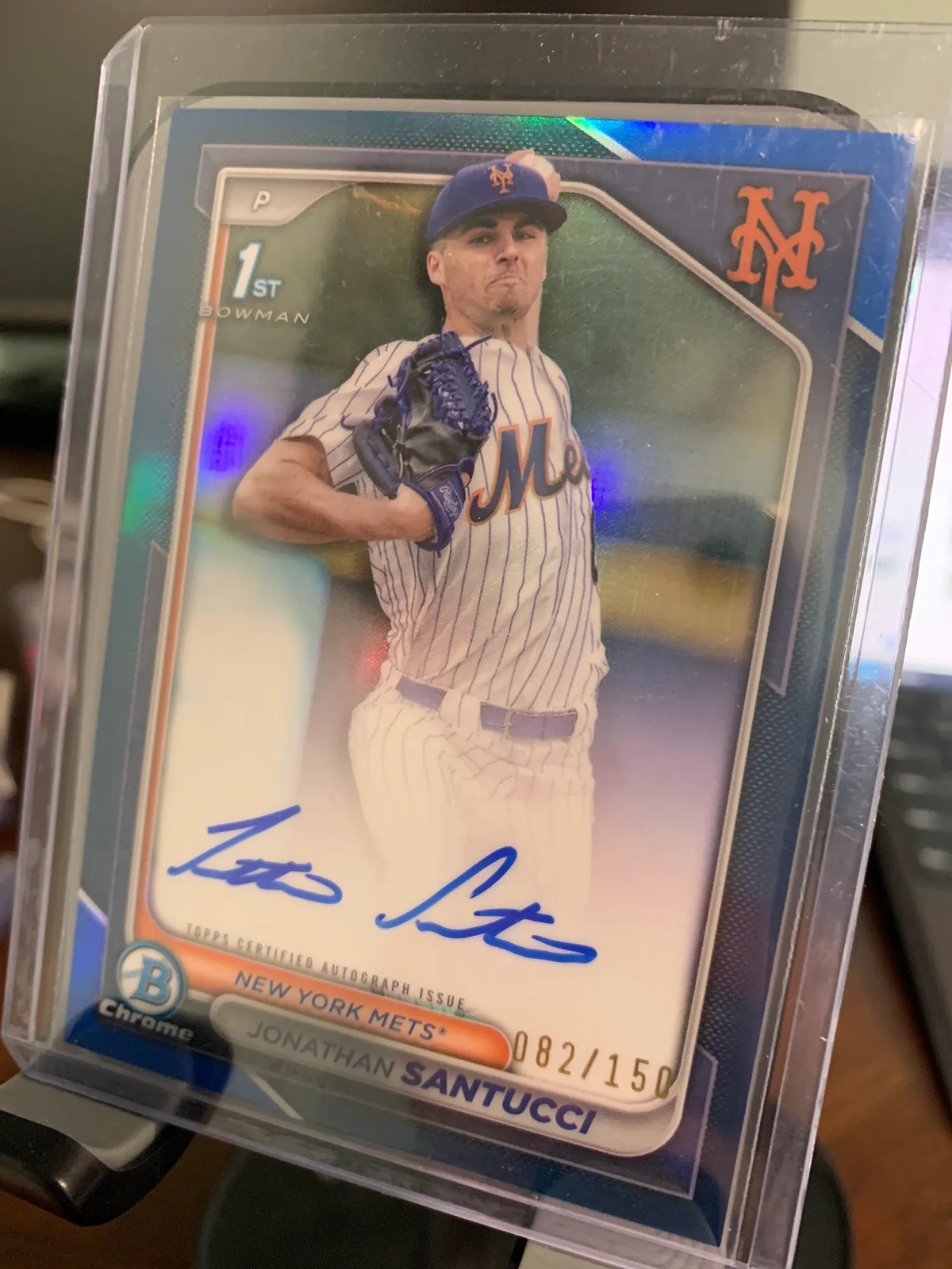 2024 Bowman Chrome Prospect Auto Jonathan Santucci CPA-JS Blue Refractor 082/150