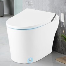 Smart Toilet Tankless with Bidet Heated Seat Foot Sensor Dual Flush LED Night