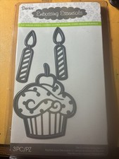 Darice DIE CUT Embossing CUPCAKE 3 1/2 X 3 CANDLES 3 X 1/2 NIP S6
