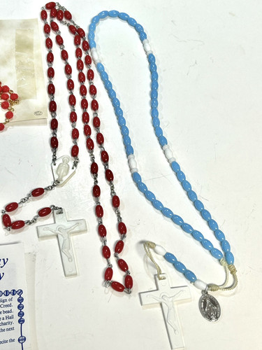 LOTE DE COLECCIÓN DE 7 ROSARIOS RELIGIOSOS SANTA TERESA Y ANTHONY JOYERÍA CRUZ CORAZÓN - Imagen 14 de 15