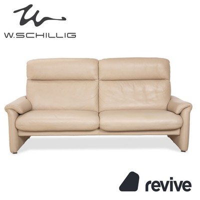 Willi Schillig Ergoline Leder Dreisitzer Creme Beige Sofa Couch