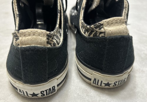 CONVERSE All Star Shoes Size 7 Paisley Black White Canvas Double Upper Tongue - Picture 5 of 8