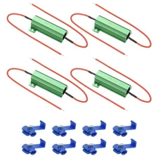 50W 6.8 Ohm Aluminum Shell Resistor, 4Pcs Housing Resistor with Clips, Green
