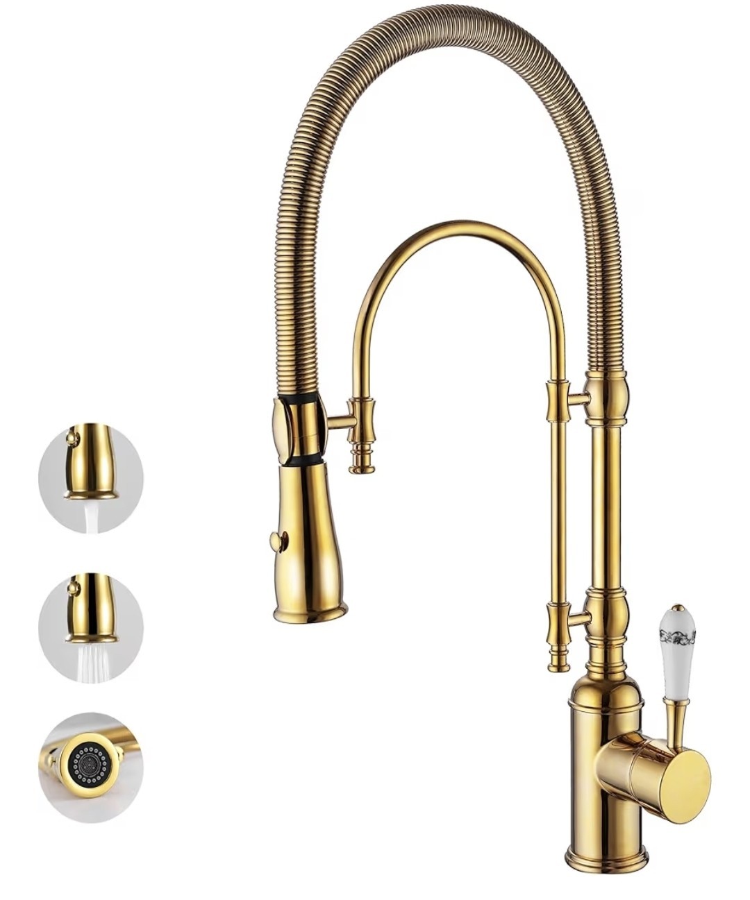 Classical High Arc Single Handle Spring Kitchen Faucet with 