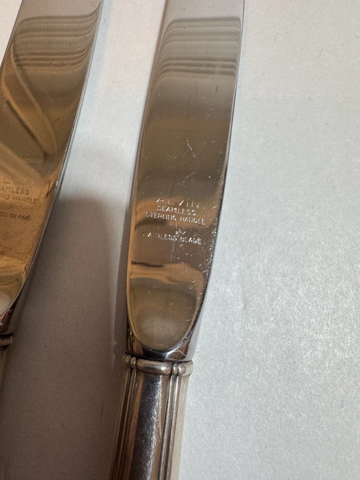 6 cuchillos de cena de plata de ley Alvin Chapel Bells Foto 4 de 4