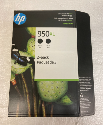 Genuine OEM HP 950XL Original BLACK Ink Cartridges 2Pack (CR317BN) Open Box- Exp