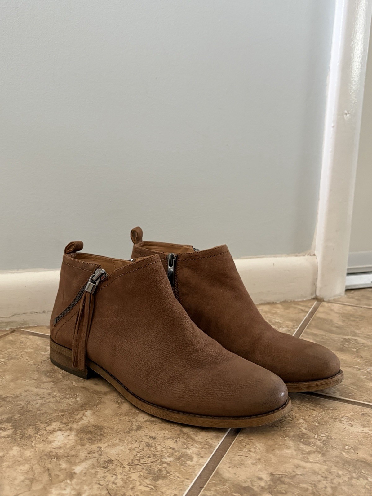 Franco Sarto Women's Brown Leather Western Ankle Boots Size 8