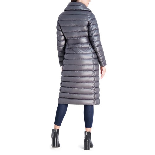 Via Spiga Women's Long Quilted Winter Puffer Coat with Belted Waist - Picture 3 of 10