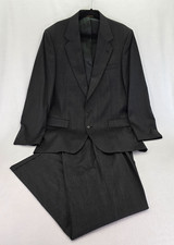 Vtg 90s Botany 500 Couture Wool Mens 42 Ex Long 2pc Suit Glen Plaid Charcoal