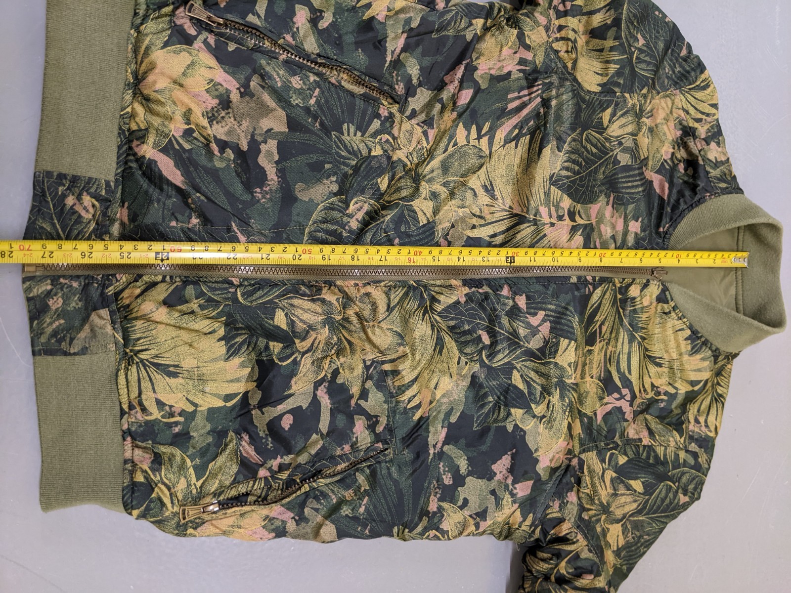 Pull&Bear Reversible Bomber Jacket Khaki Tropical… - image 5