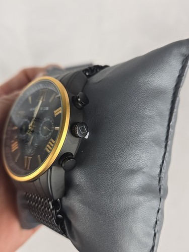 Akribos XXIV AK919 Chronograph Watch Men Black Gold Tone Sapphire Coated - Picture 5 of 16