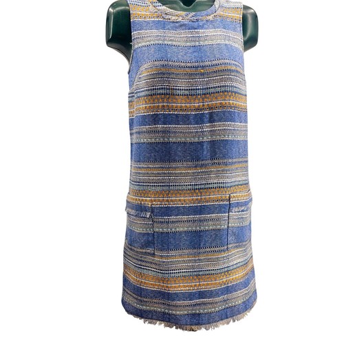 Anthropologie Akemi + Kin Tweed Striped Shift Dress Blue Boho Women's 0 3156