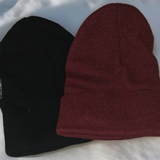2 Pack Boys Knit Hat New Without Tags One Size Winter Warm Black Burgandy