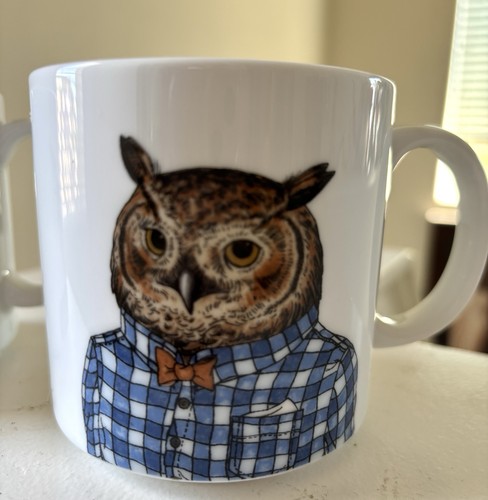 WEST ELM x Rachel Kozlowski 2er Set Dapper Tiere Tassen Schleiereule Hirsch Keramik - Bild 2 von 4